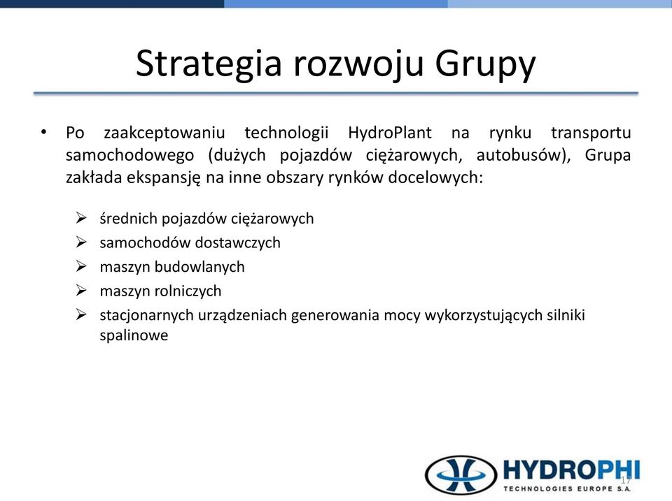 obszary rynków docelowych: średnich pojazdów ciężarowych samochodów dostawczych maszyn