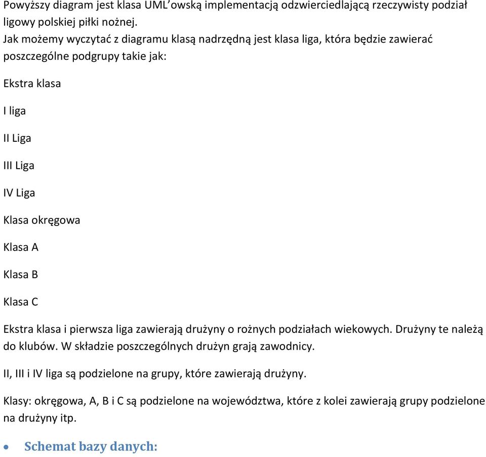 okręgowa Klasa A Klasa B Klasa C Ekstra klasa i pierwsza liga zawierają drużyny o rożnych podziałach wiekowych. Drużyny te należą do klubów.