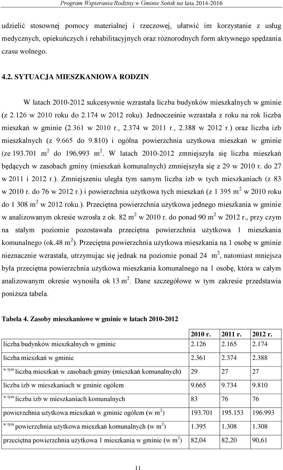 Jednocześnie wzrastała z roku na rok liczba mieszkań w gminie (2.361 w 2010 r., 2.374 w 2011 r., 2.388 w 2012 r.) oraz liczba izb mieszkalnych (z 9.665 do 9.