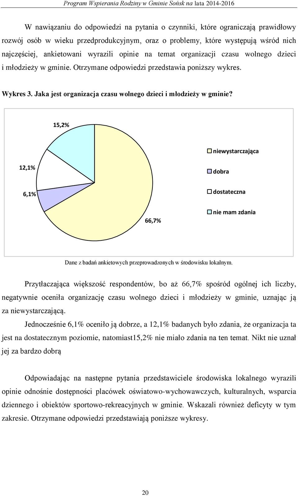 15,2% niewystarczająca 12,1% dobra 6,1% dostateczna 66,7% nie mam zdania Dane z badań ankietowych przeprowadzonych w środowisku lokalnym.