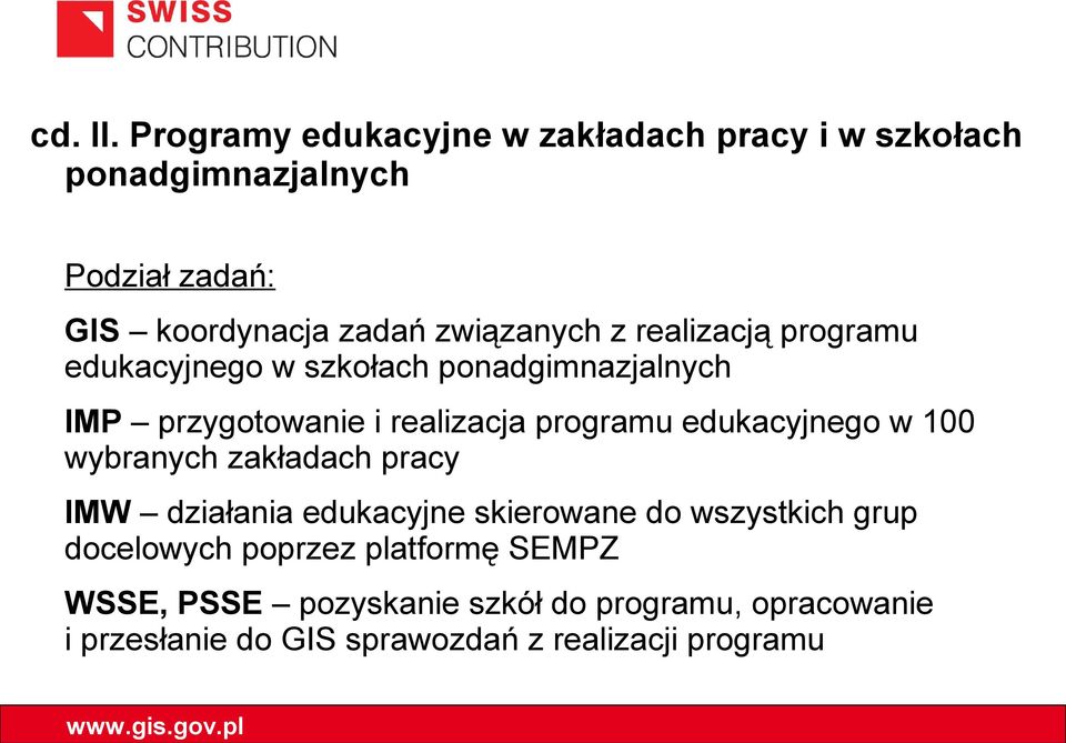 z realizacją programu edukacyjnego w szkołach ponadgimnazjalnych IMP przygotowanie i realizacja programu edukacyjnego