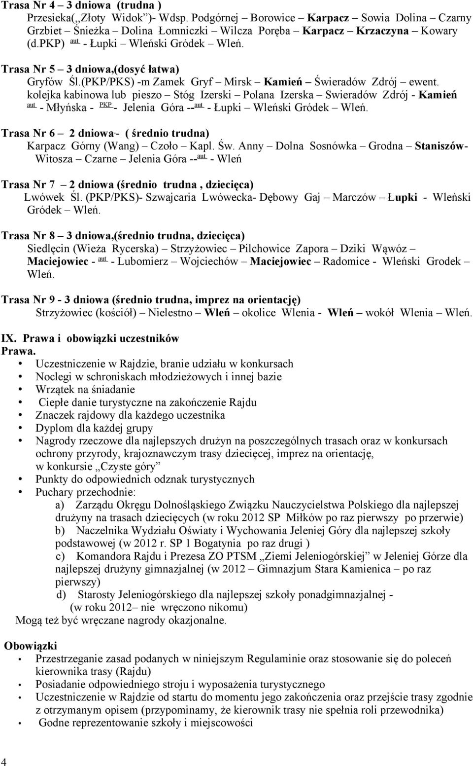 kolejka kabinowa lub pieszo Stóg Izerski Polana Izerska Swieradów Zdrój - Kamień aut - Młyńska - PKP - Jelenia Góra -- aut - Łupki Wleński Gródek Wleń.