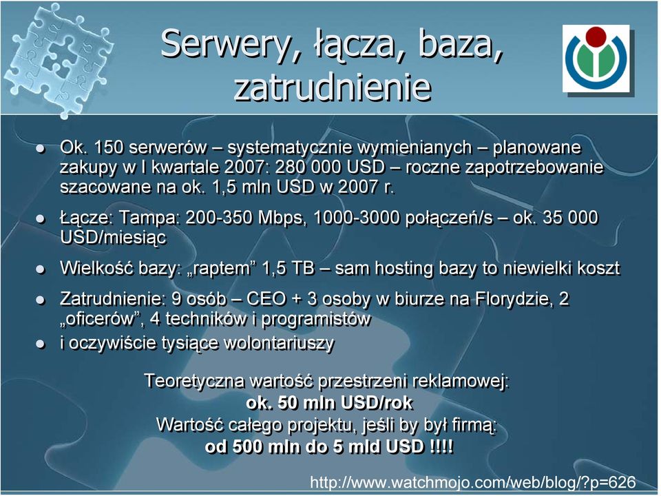 Łącze: Tampa: 200-350 Mbps, 1000-3000 połączeń/s ok.