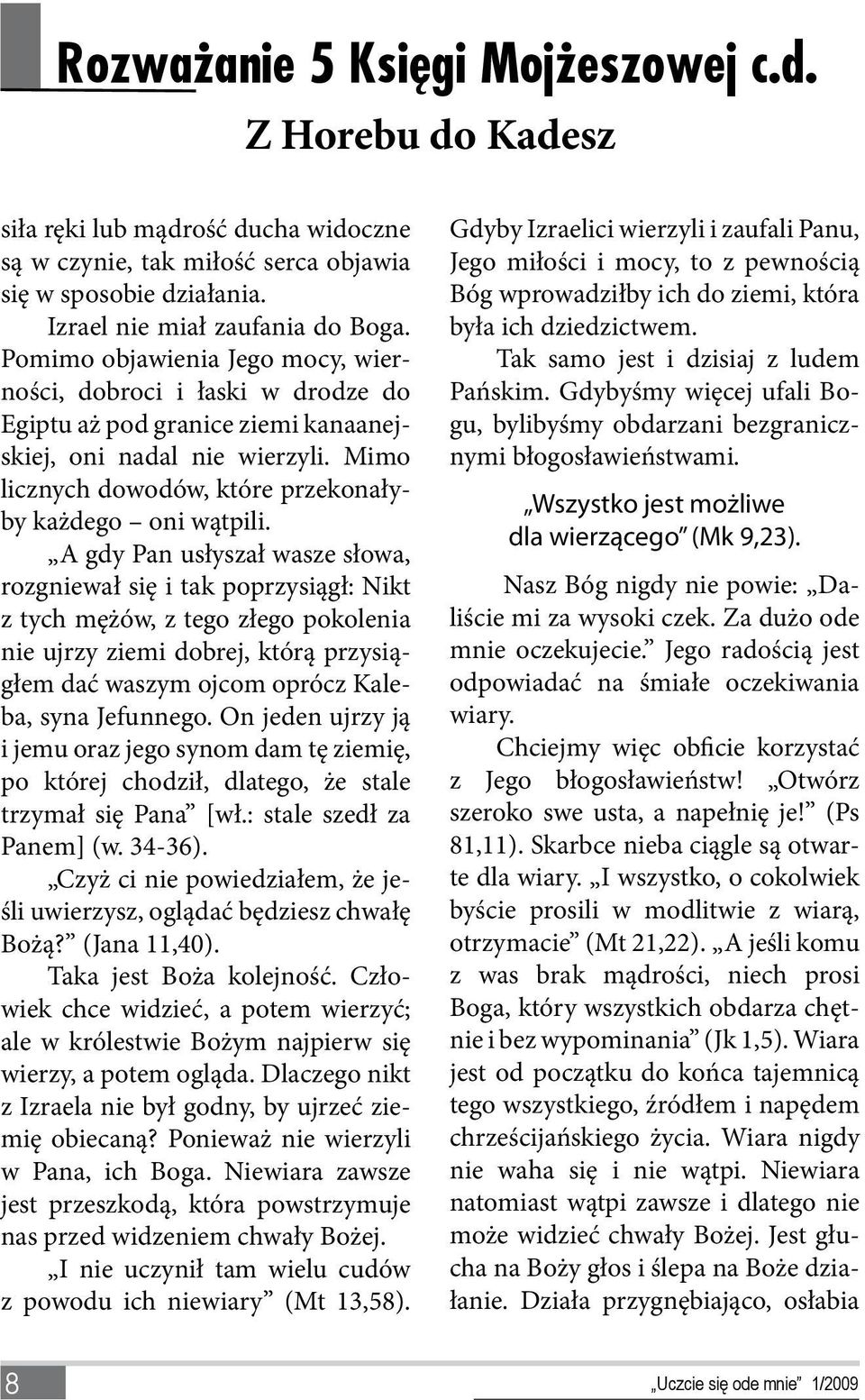 A gdy Pan usłyszał wasze słowa, rozgniewał się i tak poprzysiągł: Nikt z tych mężów, z tego złego pokolenia nie ujrzy ziemi dobrej, którą przysiągłem dać waszym ojcom oprócz Kaleba, syna Jefunnego.