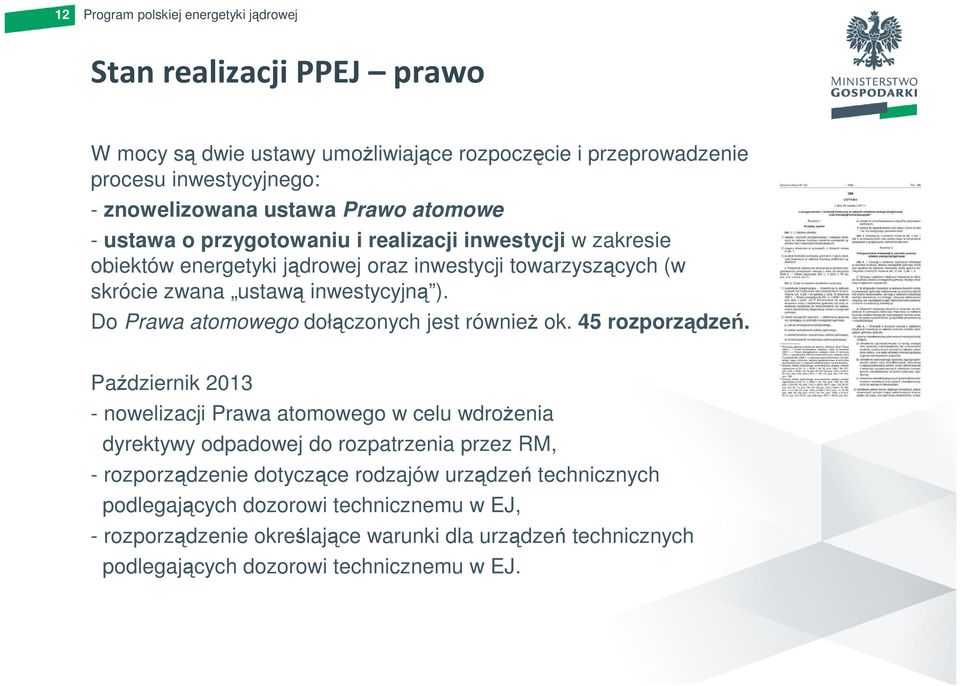 Do Prawa atomowego dołączonych jest równieŝ ok. 45 rozporządzeń.