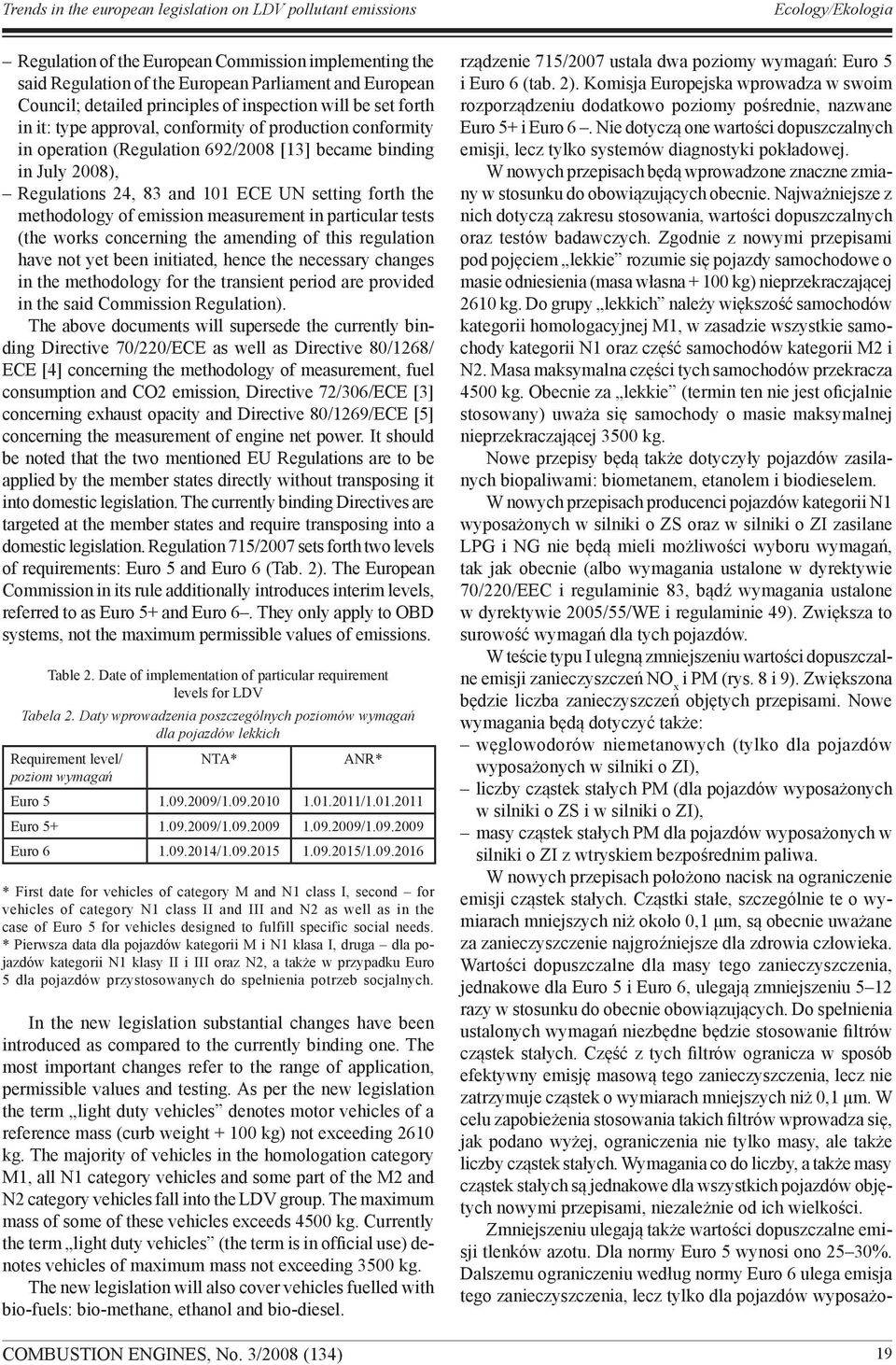 particular tests (the works concerning the amending of this regulation have not yet been initiated, hence the necessary changes in the methodology for the transient period are provided in the said