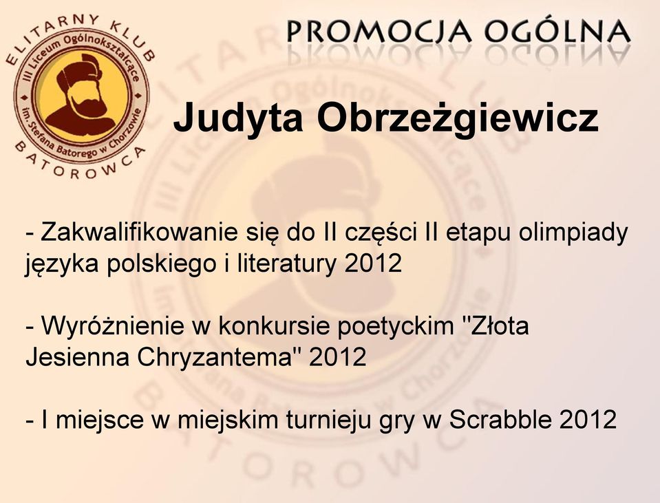 Wyróżnienie w konkursie poetyckim "Złota Jesienna