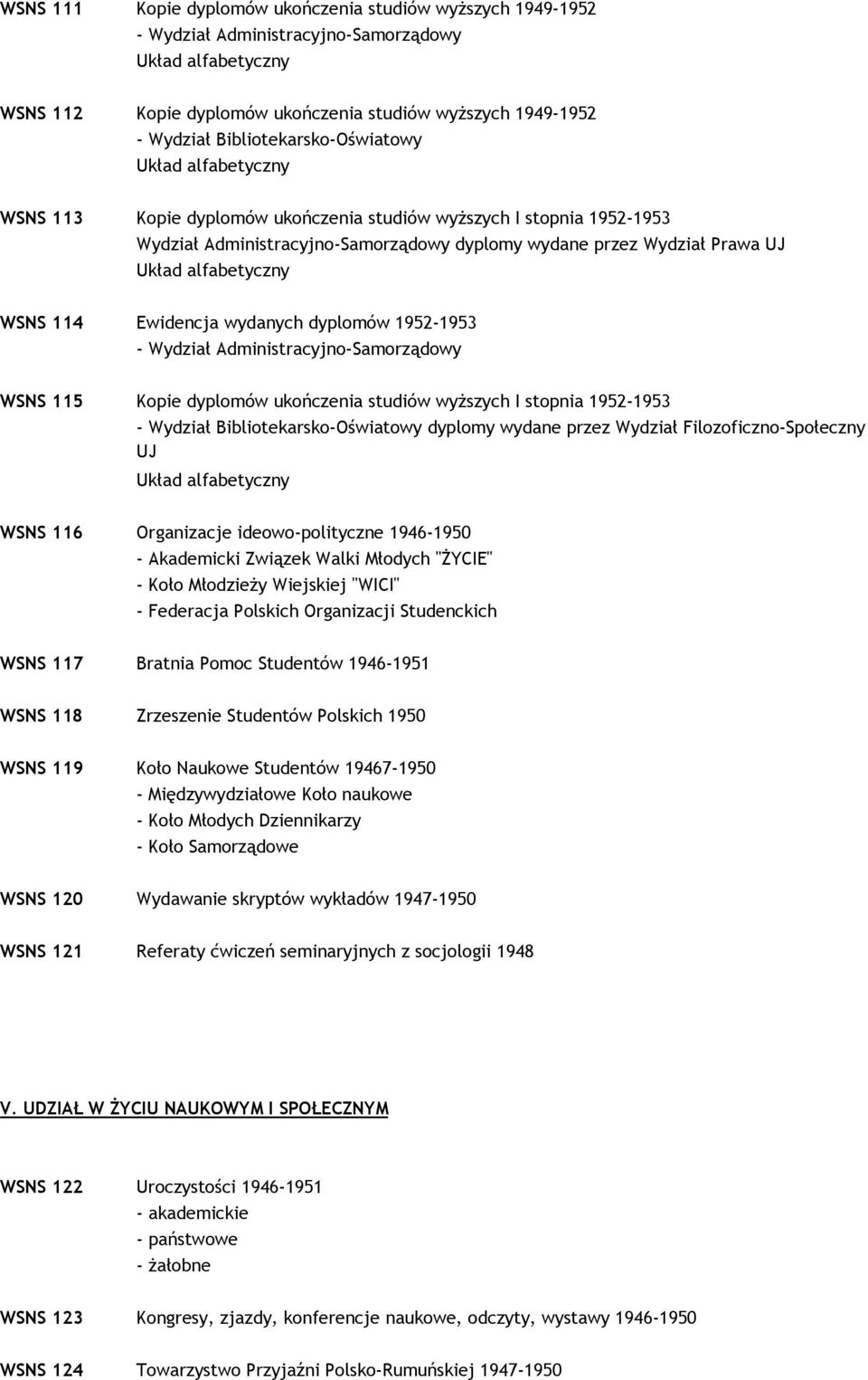 Wydział Administracyjno-Samorządowy WSNS 115 Kopie dyplomów ukończenia studiów wyŝszych I stopnia 1952-1953 - Wydział Bibliotekarsko-Oświatowy dyplomy wydane przez Wydział Filozoficzno-Społeczny UJ