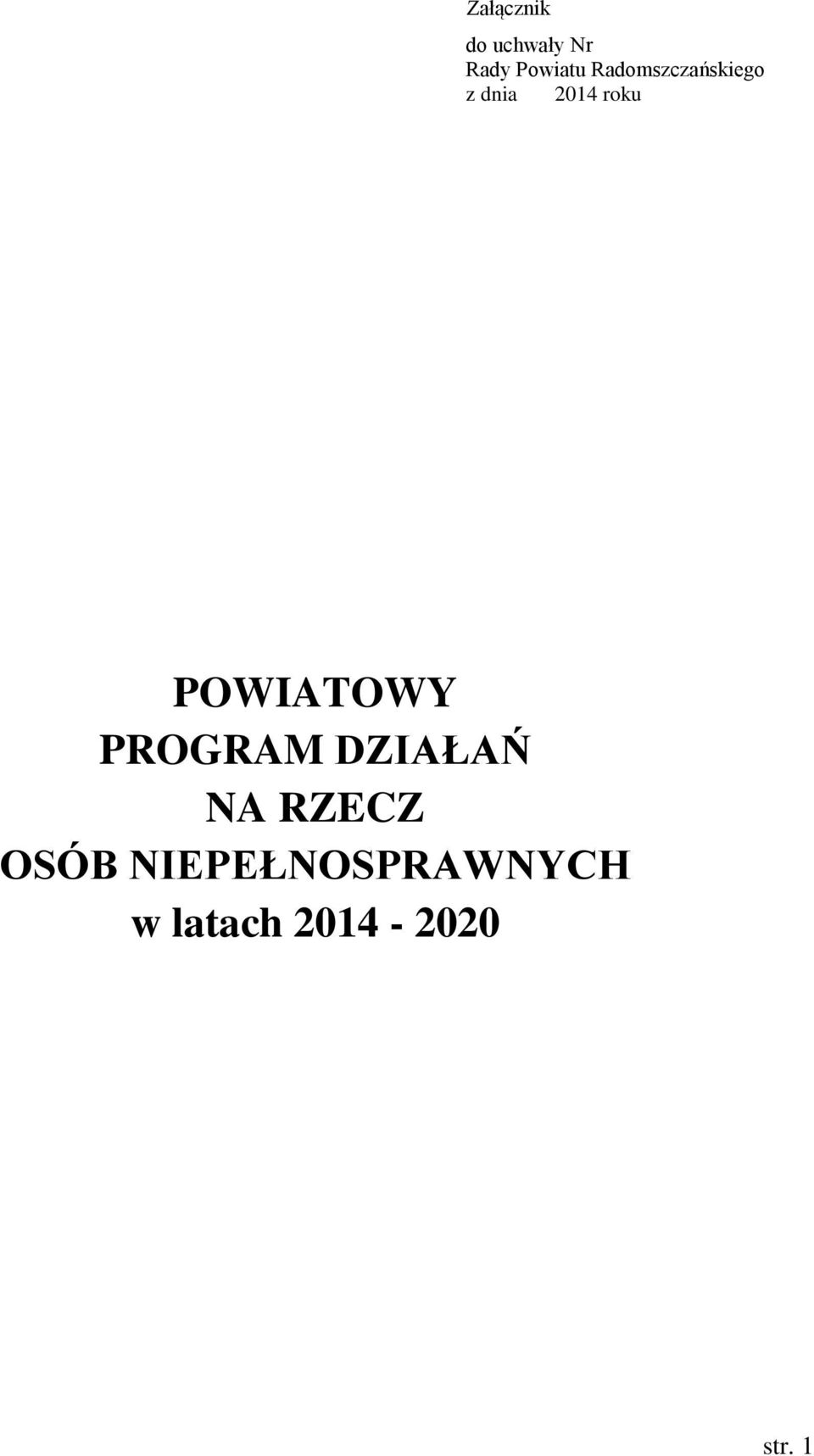 POWIATOWY PROGRAM DZIAŁAŃ NA RZECZ