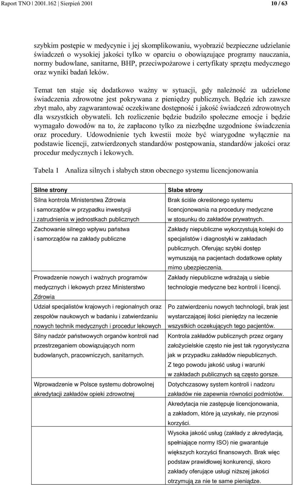 nowych technik medycznych i procedur lekowych & budowlanych, pracowniczych, sanitarnych. Wprowadzenie w Polsce systemu dobrowolnej licencjonowania na procedury medyczne w stosunku!