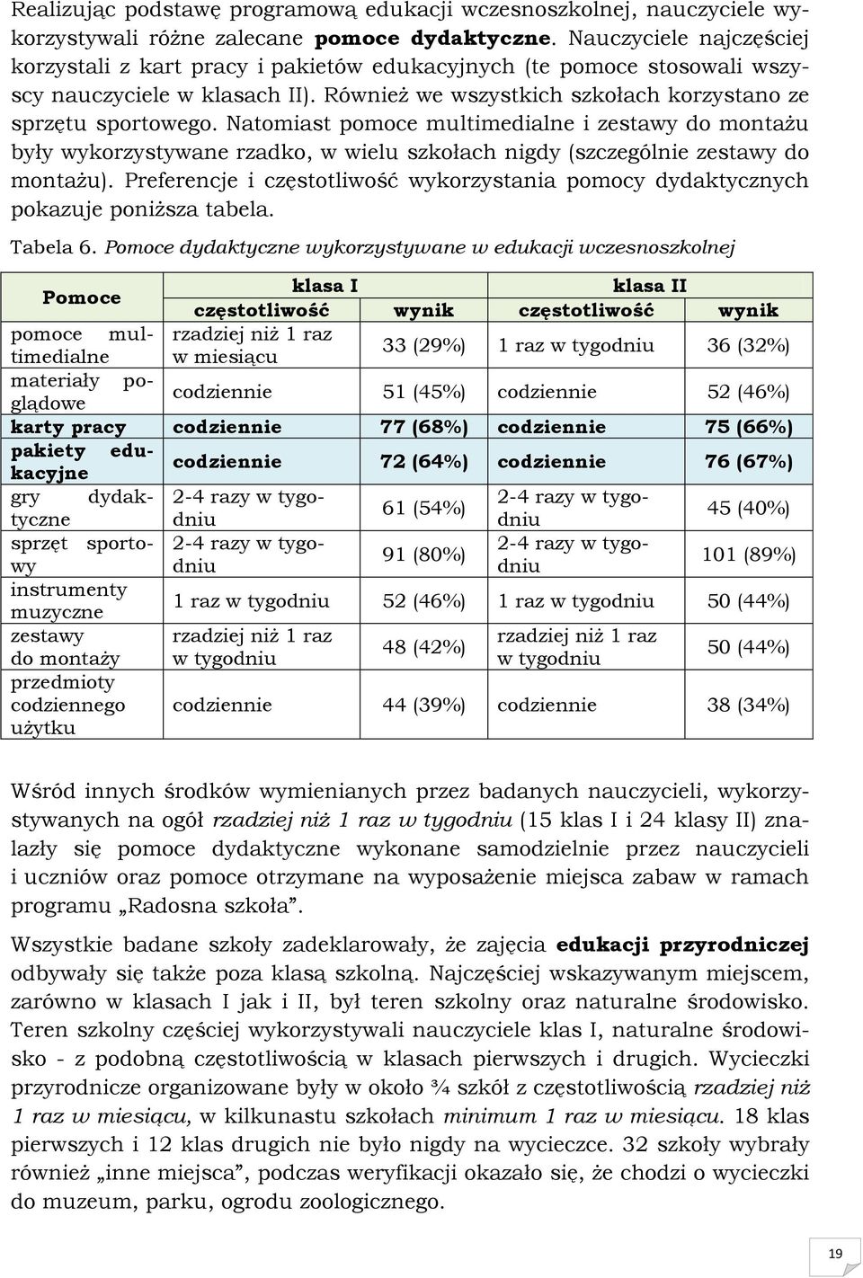 Natomiast pomoce multimedialne i zestawy do montażu były wykorzystywane rzadko, w wielu szkołach nigdy (szczególnie zestawy do montażu).