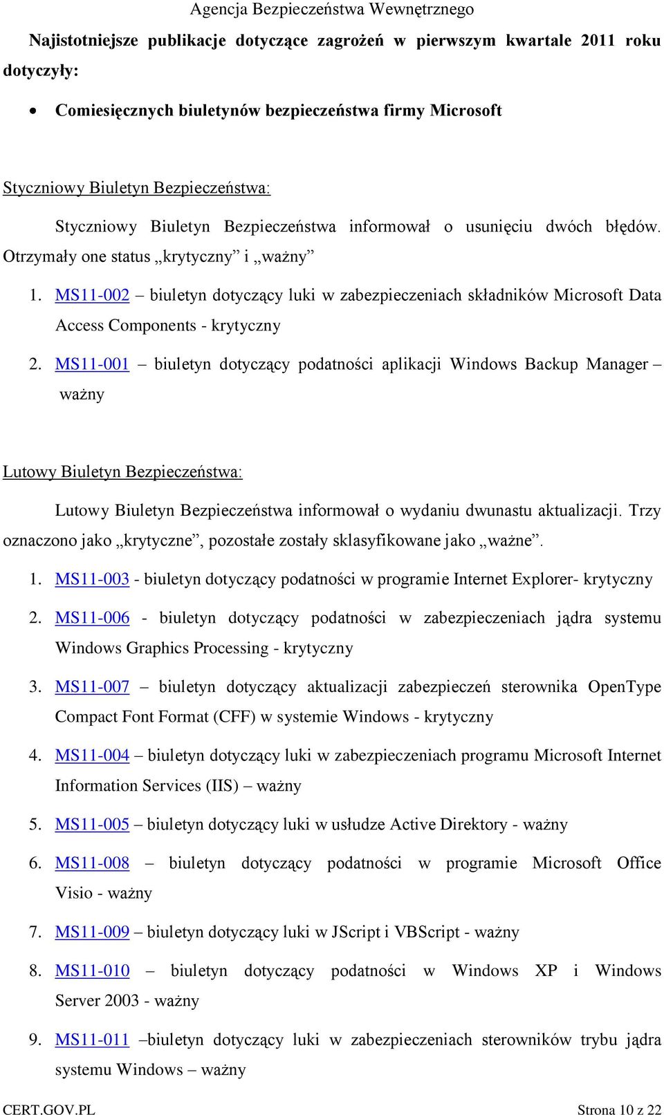 MS11-002 biuletyn dotyczący luki w zabezpieczeniach składników Microsoft Data Access Components - krytyczny 2.