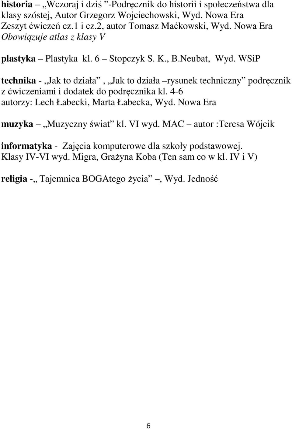 WSiP technika - Jak to działa, Jak to działa rysunek techniczny podręcznik z ćwiczeniami i dodatek do podręcznika kl. 4-6 autorzy: Lech Łabecki, Marta Łabecka, Wyd.