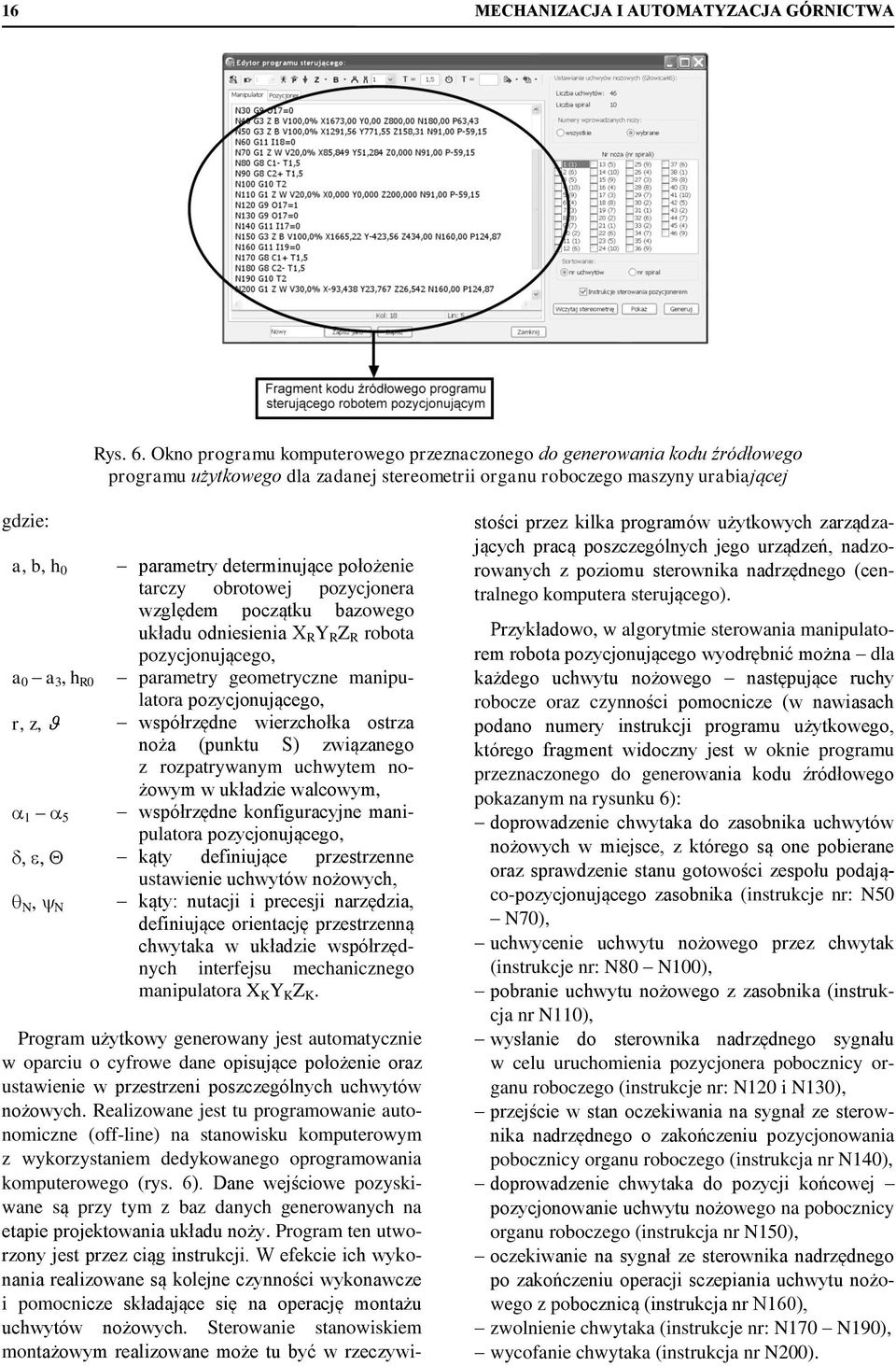 owego ukłdu odniesieni X R Y R Z R oot poycjonującego h R pmety geometycne mnipulto poycjonującego współędne wiechołk ost noż (punktu S) wiąnego optywnym uchwytem nożowym w ukłdie wlcowym współędne