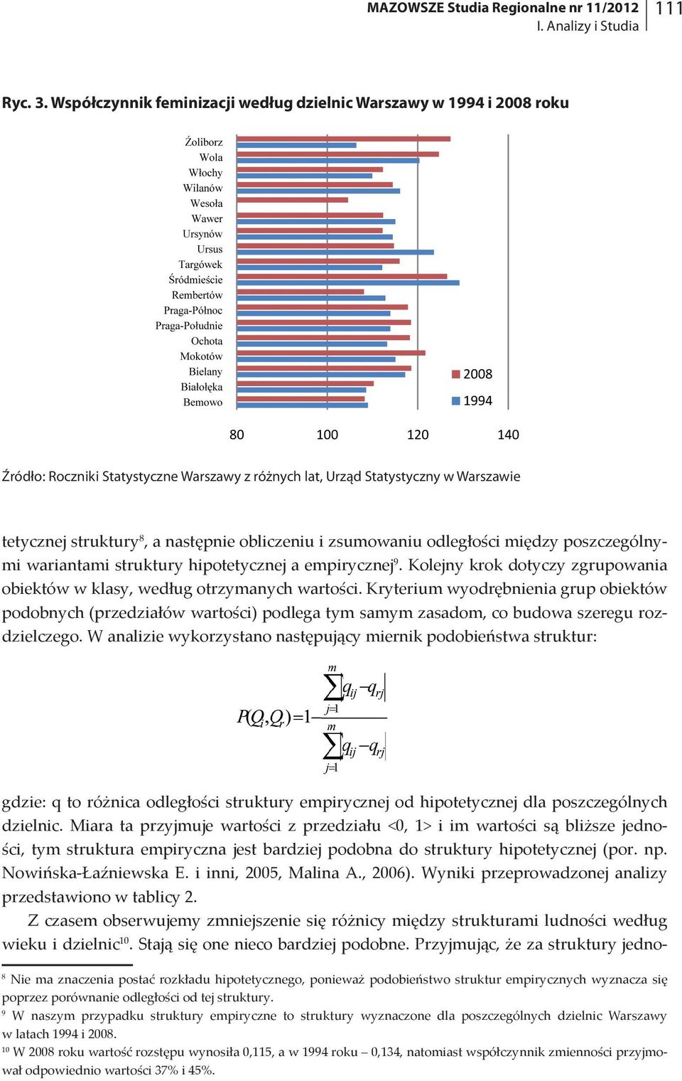 i zsumowaniu odległości między poszczególnymi wariantami struktury hipotetycznej a empirycznej 9. Kolejny krok dotyczy zgrupowania obiektów w klasy, według otrzymanych wartości.