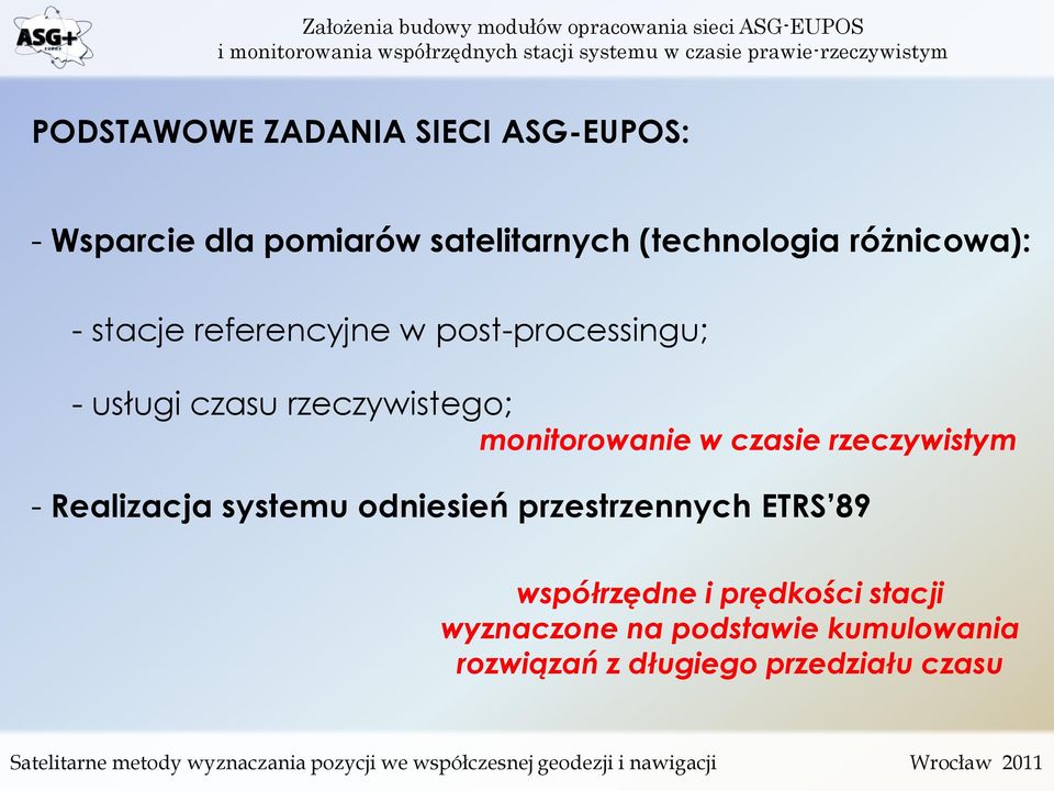 monitorowanie w czasie rzeczywistym - Realizacja systemu odniesień przestrzennych ETRS 89