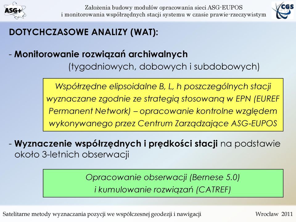 opracowanie kontrolne względem wykonywanego przez Centrum Zarządzające ASG-EUPOS - Wyznaczenie współrzędnych i