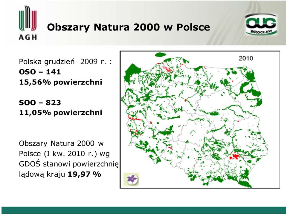 powierzchni Obszary Natura 2000 w Polsce (I kw.