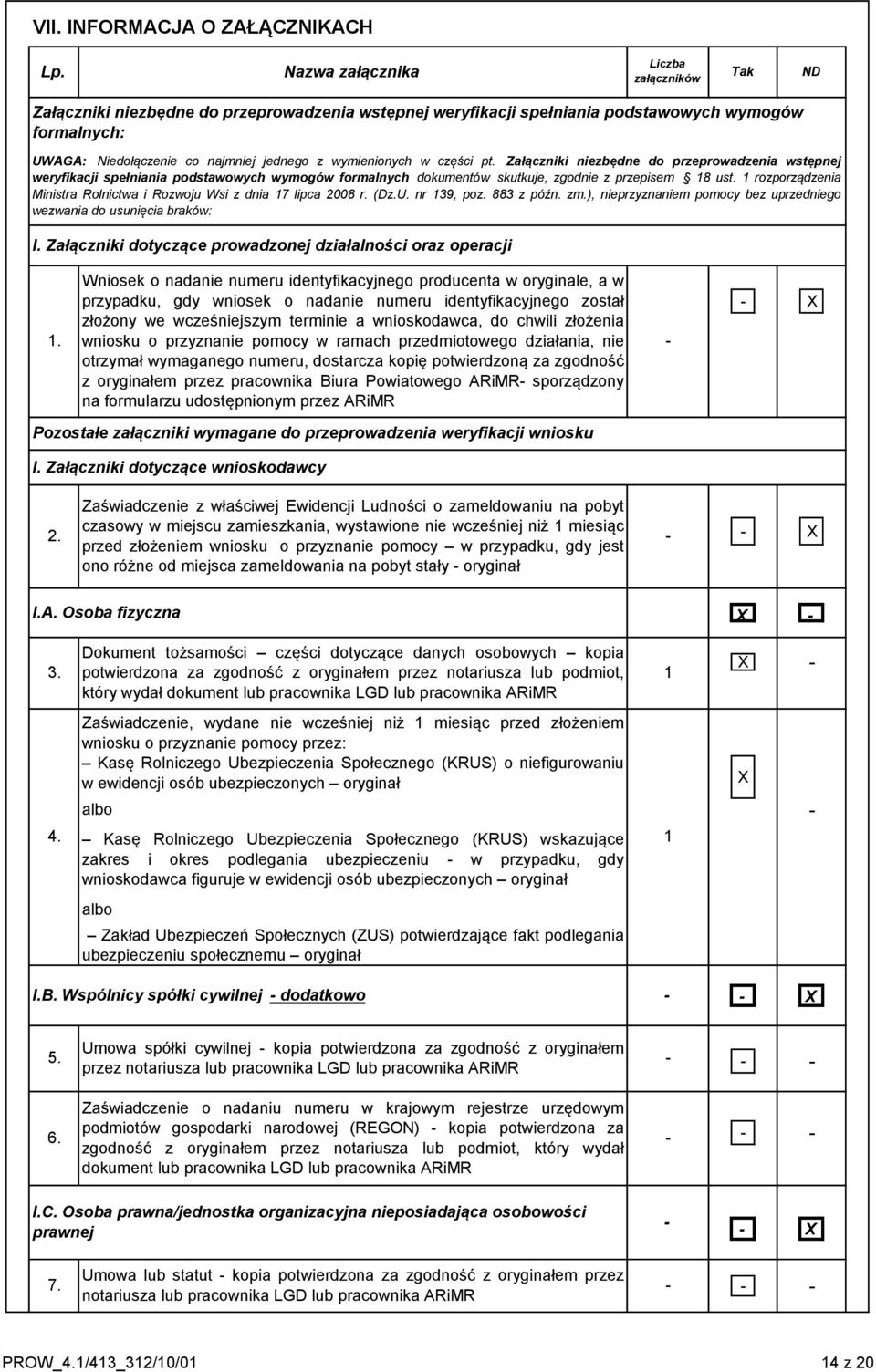 wymienionych w części pt. Załączniki niezbędne do przeprowadzenia wstępnej weryfikacji spełniania podstawowych wymogów formalnych dokumentów skutkuje, zgodnie z przepisem 18 ust.