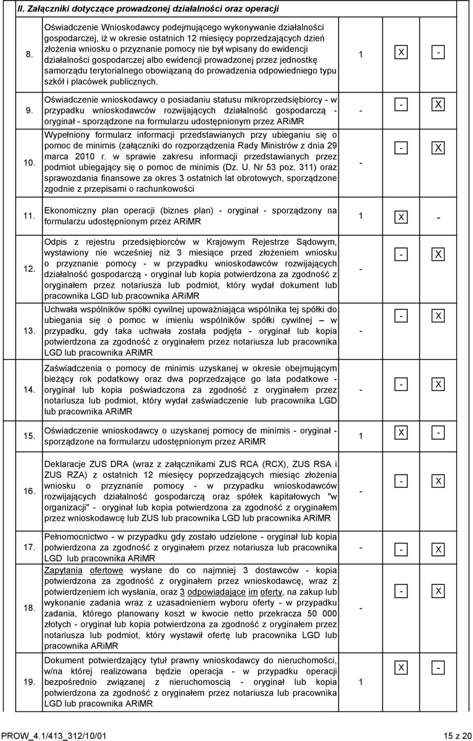 ewidencji działalności gospodarczej albo ewidencji prowadzonej przez jednostkę samorządu terytorialnego obowiązaną do prowadzenia odpowiedniego typu szkół i placówek publicznych. 1 X 9.