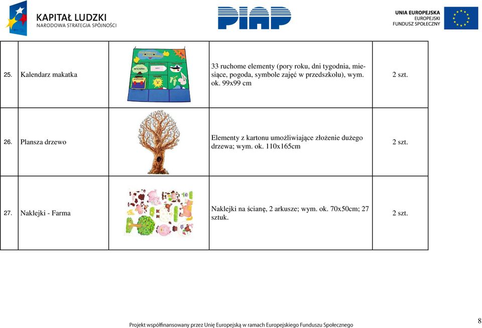 Plansza drzewo Elementy z kartonu umożliwiające złożenie dużego drzewa; wym.