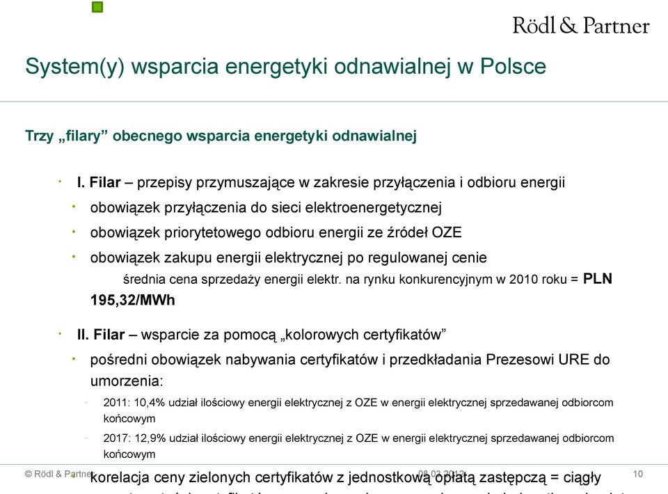 energii elektrycznej po regulowanej cenie średnia cena sprzedaży energii elektr. na rynku konkurencyjnym w 21 roku = PLN 195,32/MWh II.