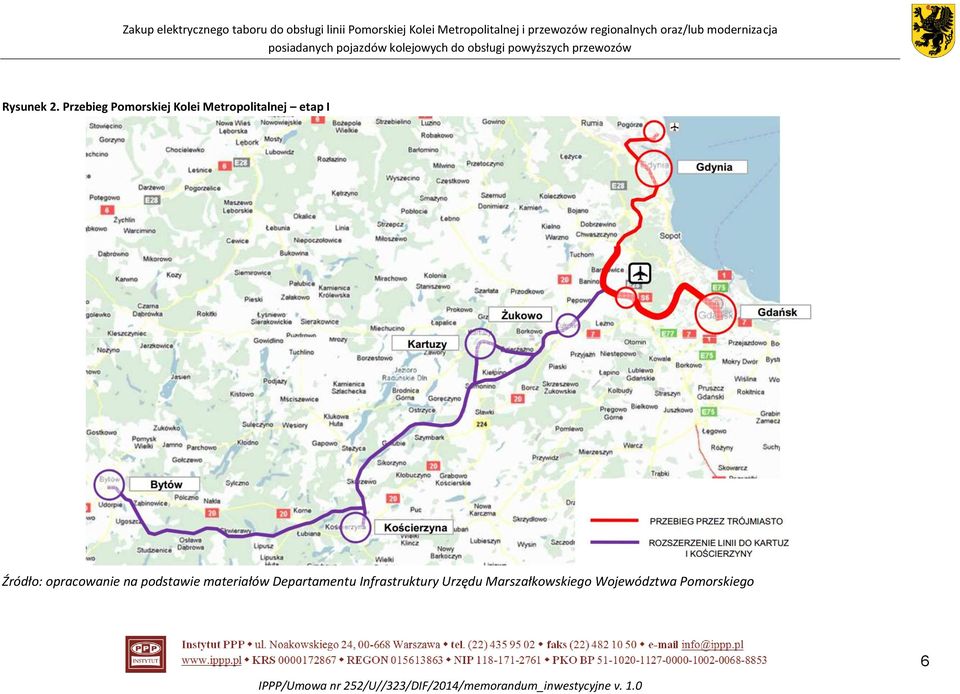 Przebieg Pomorskiej Kolei Metropolitalnej etap I Źródło: