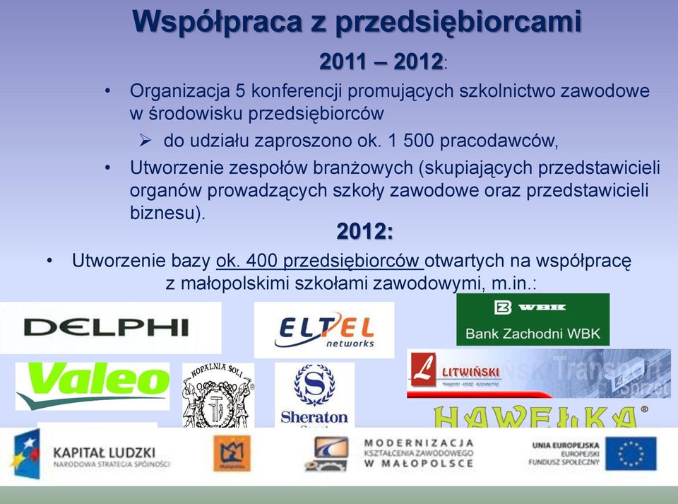 1 500 pracodawców, Utworzenie zespołów branżowych (skupiających przedstawicieli organów prowadzących