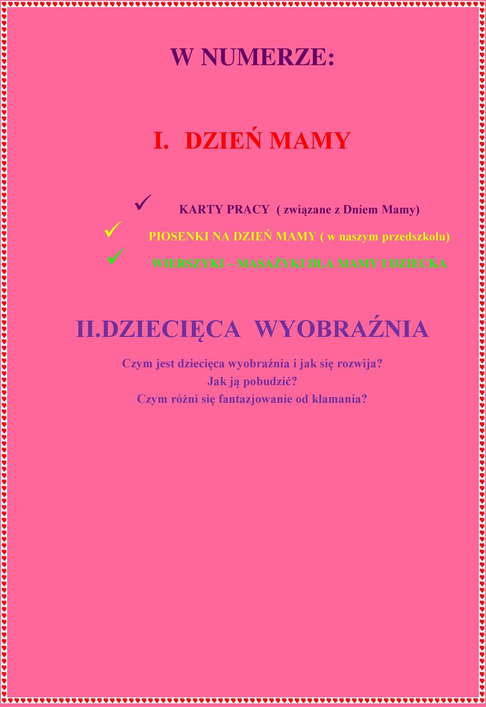 MAMY ( w naszym przedszkolu) WIERSZYKI MASAŻYKI DLA MAMY I DZIECKA II.