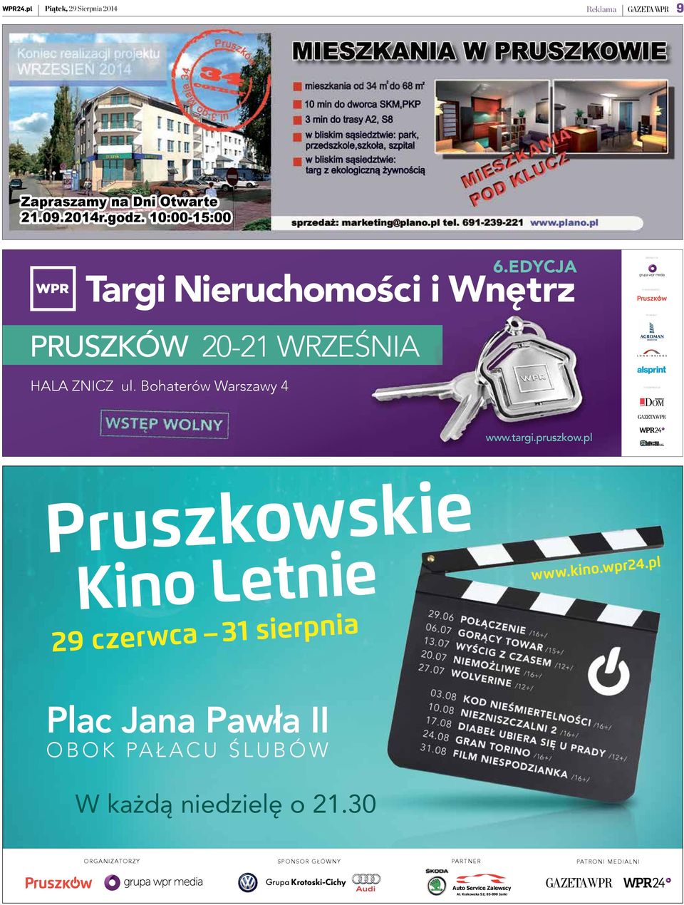 pruszkow.pl e i k s w o k z Prus e i n t e L o n i K sierpnia pr24.pl www.kino.