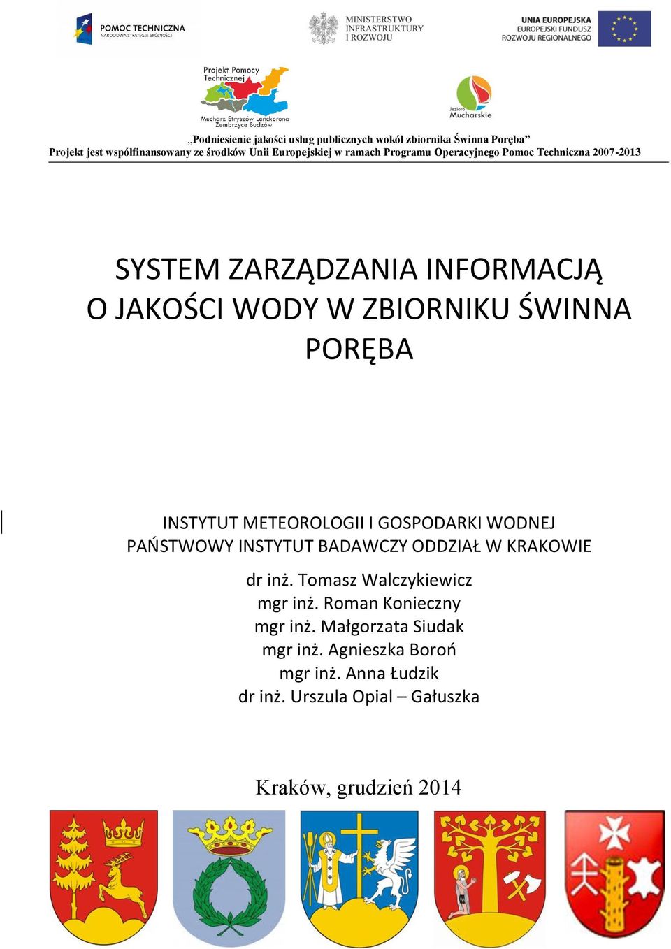 INSTYTUT METEOROLOGII I GOSPODARKI WODNEJ PAŃSTWOWY INSTYTUT BADAWCZY ODDZIAŁ W KRAKOWIE dr inż. Tomasz Walczykiewicz mgr inż.