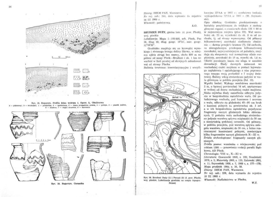 BRUDZEŃ DUŻY, gmina loco (d. pow. Płock), woj. płockie Lokalizacja: Mapa 1:100000, ark. Płock, Pas 38, Siup 29; dług. geogr. 19 31', szer. geogr. Ó2 39'30".