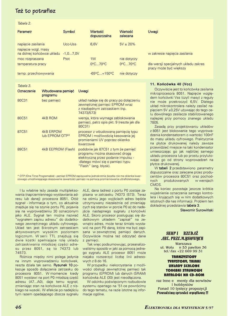 przechowywania 65 o C...+150 o C nie dotyczy Tabela 3.