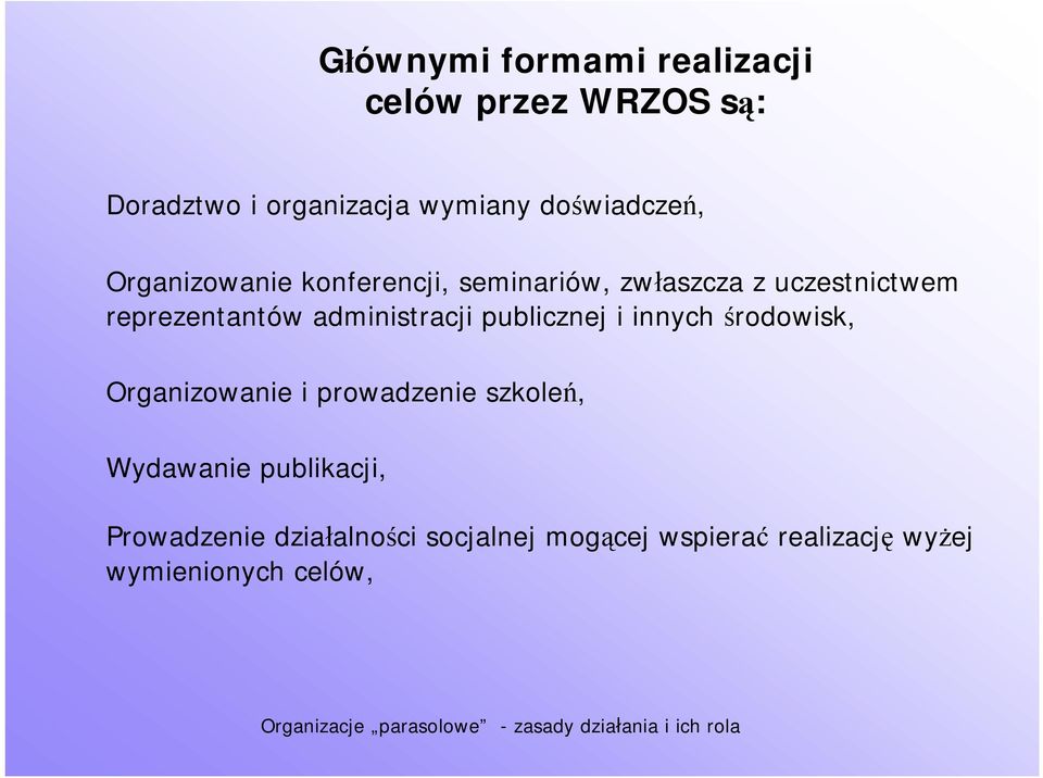 reprezentantów administracji publicznej i innych środowisk, Organizowanie i prowadzenie