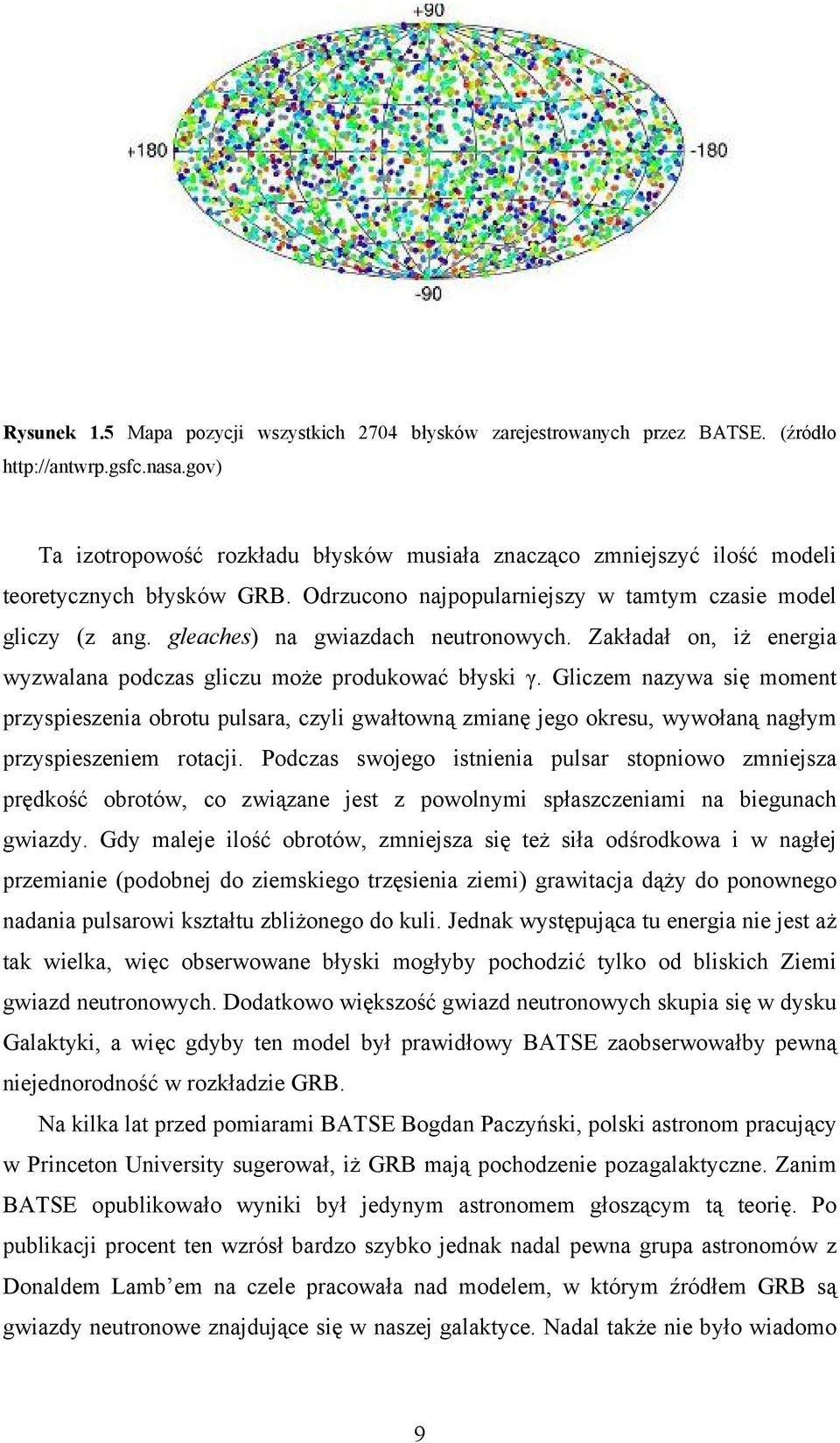 gleaches) na gwiazdach neutronowych. Zakładał on, iż energia wyzwalana podczas gliczu może produkować błyski γ.