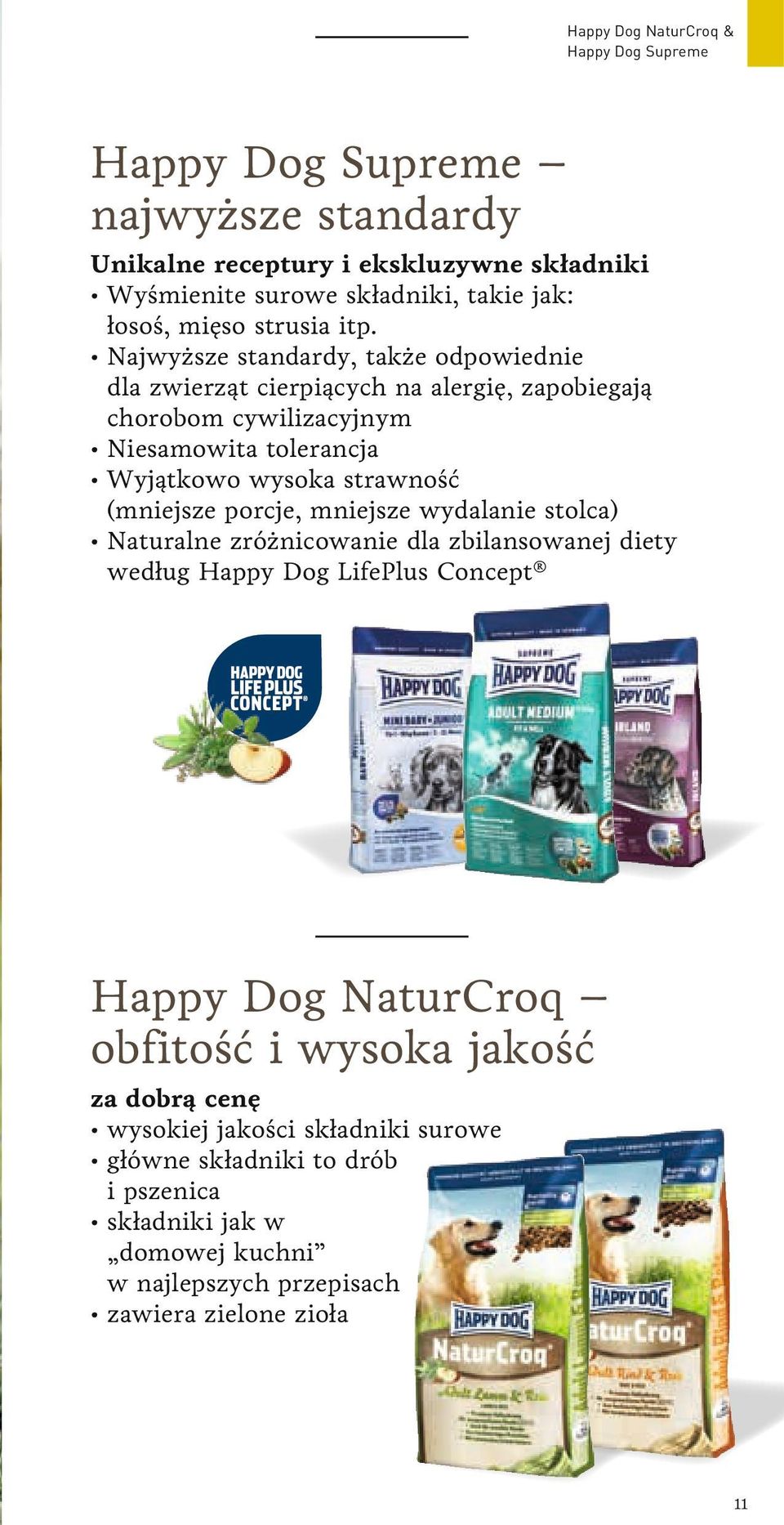 Najwyższe standardy, także odpowiednie dla zwierząt cierpiących na alergię, zapobiegają chorobom cywilizacyjnym Niesamowita tolerancja Wyjątkowo wysoka strawność (mniejsze