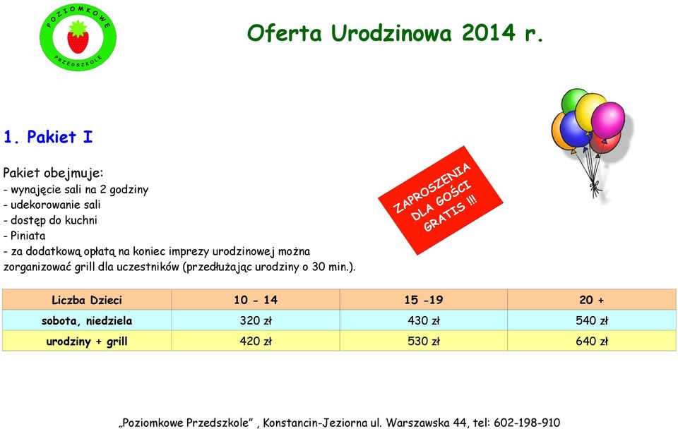 kuchni - Piniata - za dodatkową opłatą na koniec imprezy urodzinowej można zorganizować