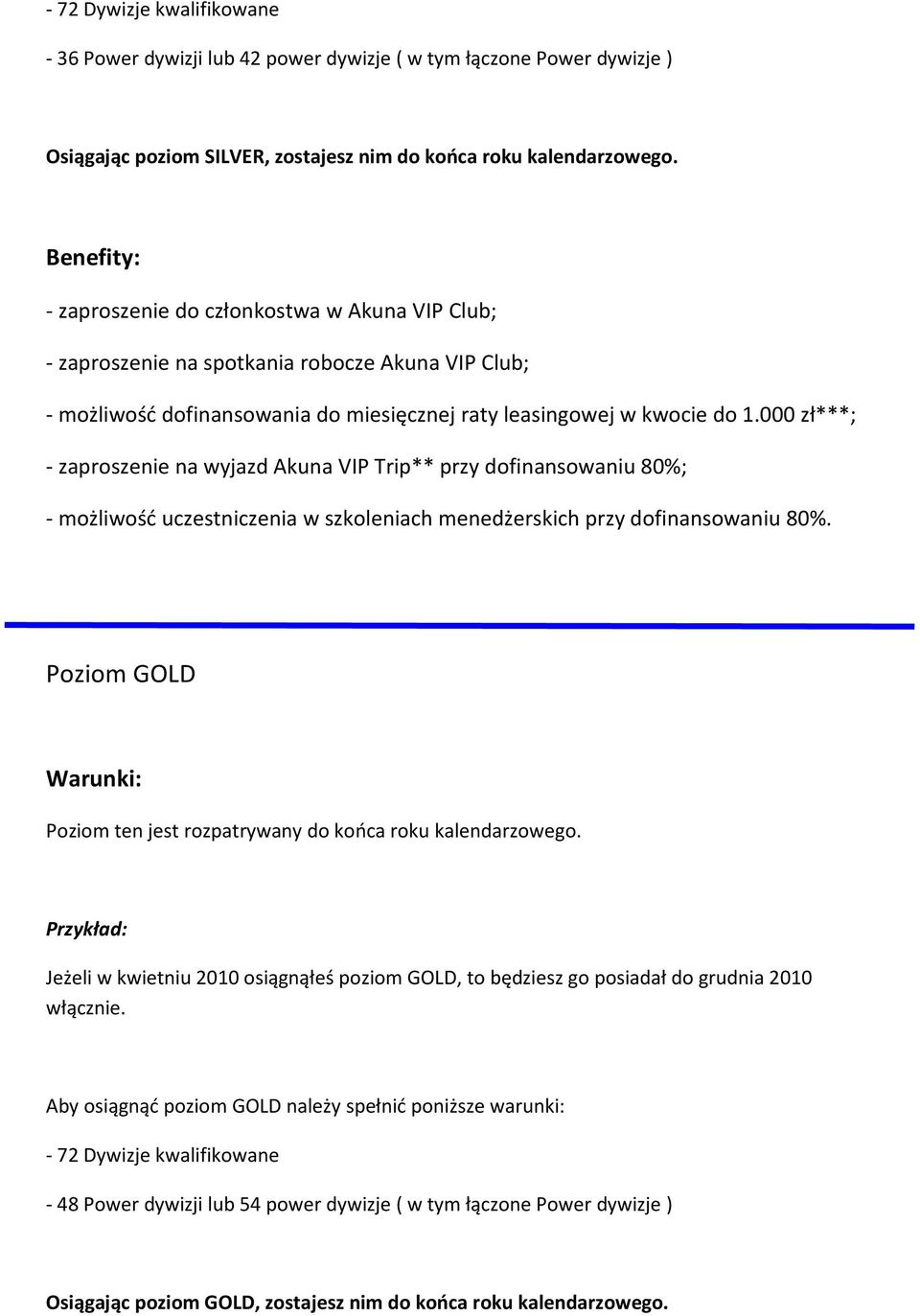 000 zł***; - zaproszenie na wyjazd Akuna VIP Trip** przy dofinansowaniu 80%; - możliwość uczestniczenia w szkoleniach menedżerskich przy dofinansowaniu 80%.