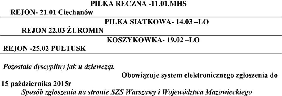 02 PUŁTUSK Pozostałe dyscypliny jak u dziewcząt.