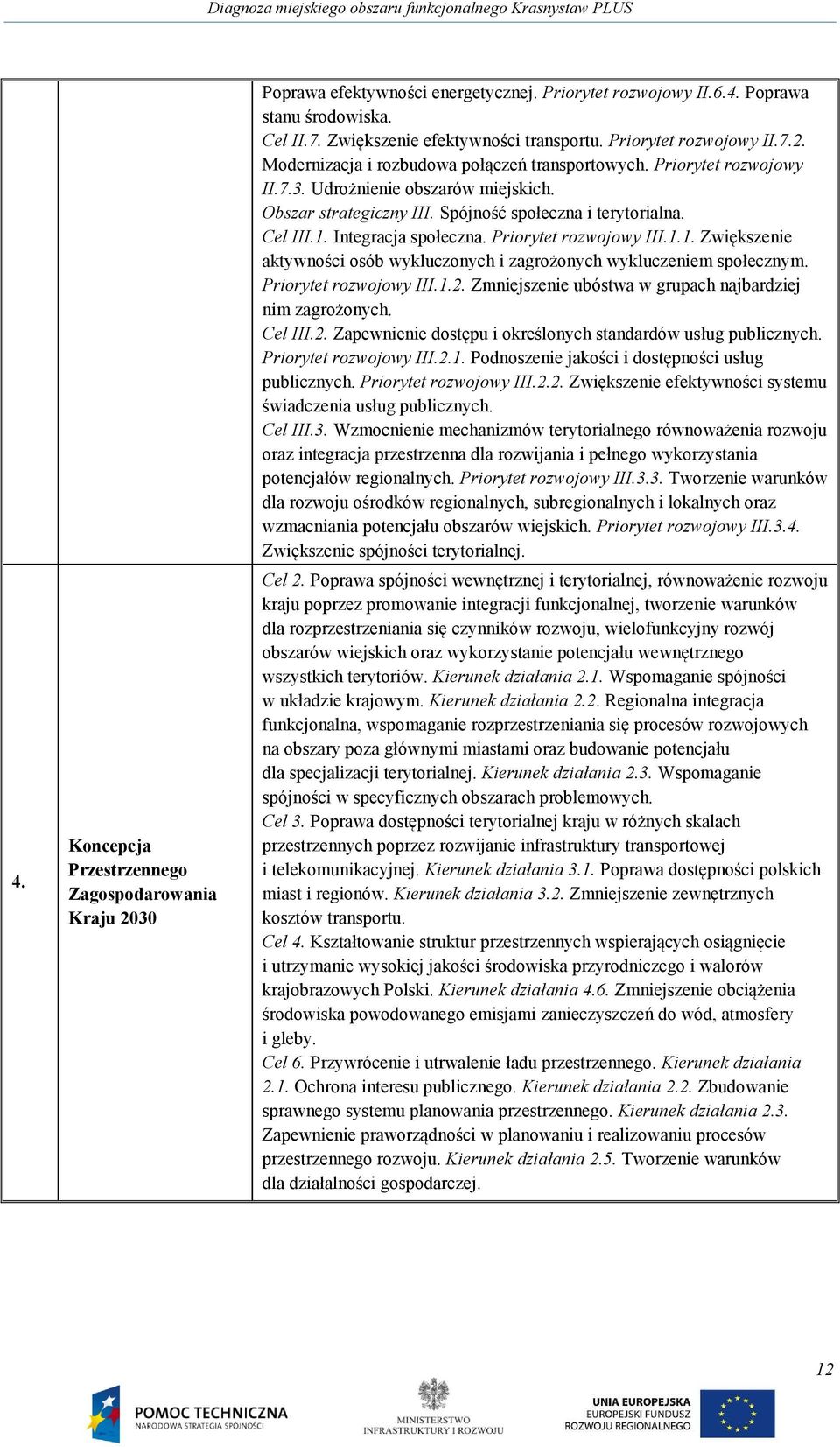 Cel III.1. Integracja społeczna. Priorytet rozwojowy III.1.1. Zwiększenie aktywności osób wykluczonych i zagrożonych wykluczeniem społecznym. Priorytet rozwojowy III.1.2.