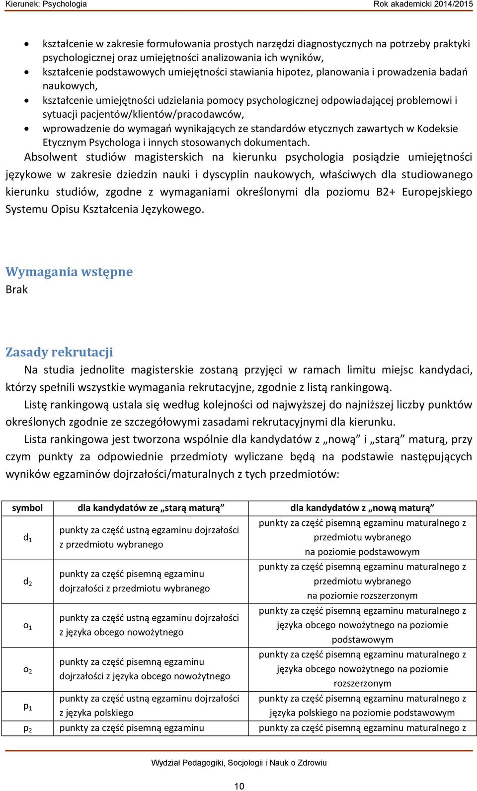 wymagań wynikających ze standardów etycznych zawartych w Kodeksie Etycznym Psychologa i innych stosowanych dokumentach.