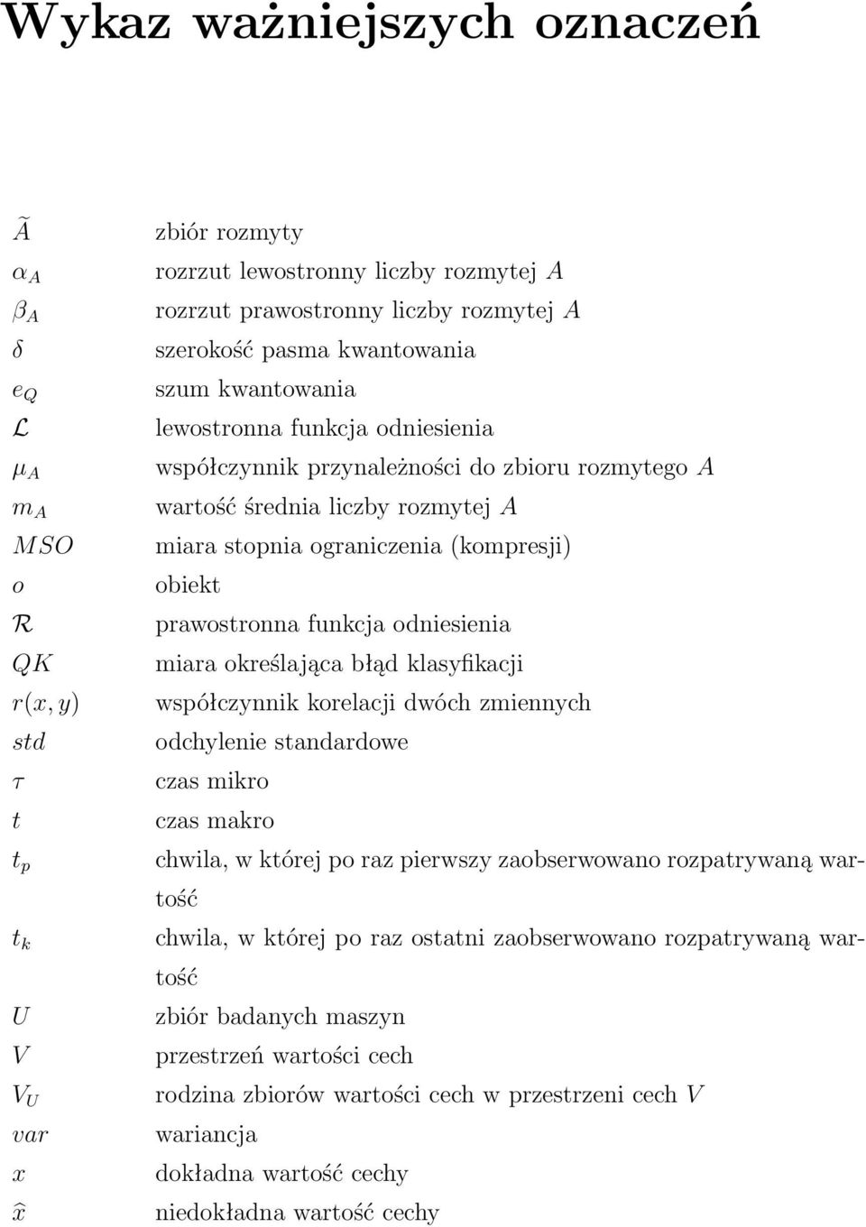 (kompresji) obiekt prawostronna funkcja odniesienia miara określająca błąd klasyfikacji współczynnik korelacji dwóch zmiennych odchylenie standardowe czas mikro czas makro chwila, w której po raz