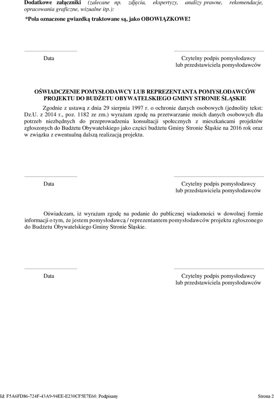 z dnia 29 sierpnia 1997 r. o ochronie danych osobowych (jednolity tekst: Dz.U. z 2014 r., poz. 1182 ze zm.