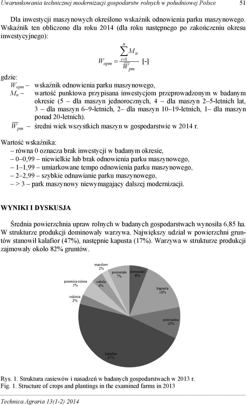 przypisana inwestycjom przeprowadzonym w badanym okresie (5 dla maszyn jednorocznych, 4 dla maszyn 2 5-letnich lat, 3 dla maszyn 6 9-letnich, 2 dla maszyn 10 19-letnich, 1 dla maszyn ponad