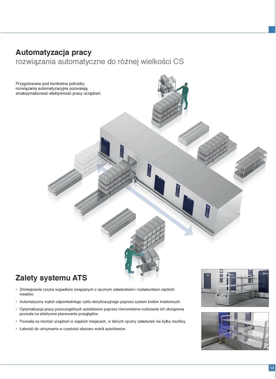 Automatyczny wybór odpowiedniego cyklu sterylizacyjnego poprzez system kodów kreskowych.