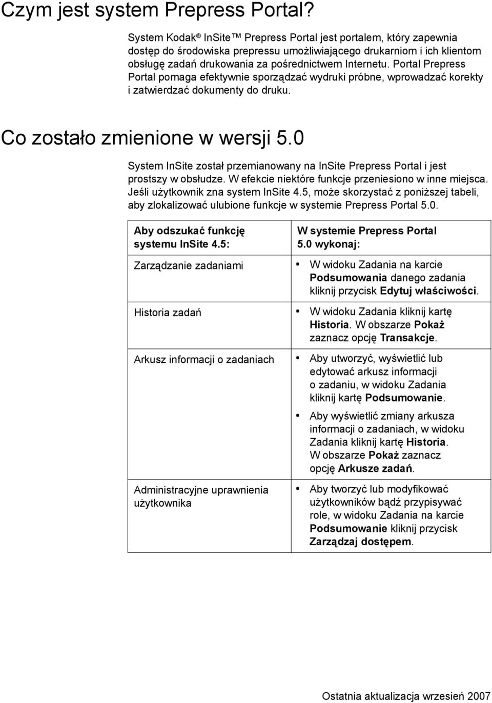 Portal Prepress Portal pomaga efektywnie sporządzać wydruki próbne, wprowadzać korekty i zatwierdzać dokumenty do druku. Co zostało zmienione w wersji 5.