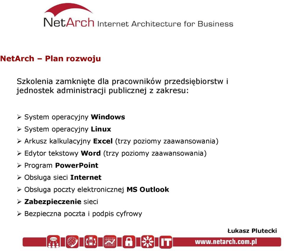 poziomy zaawansowania) Edytor tekstowy Word (trzy poziomy zaawansowania) Program PowerPoint Obsługa