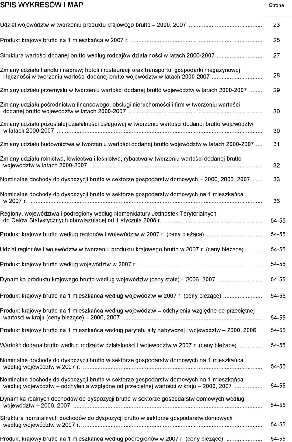 .. 27 Zmiany udziału handlu i napraw; hoteli i restauracji oraz transportu, gospodarki magazynowej i łączności w tworzeniu wartości dodanej brutto województw w latach 2000-2007.