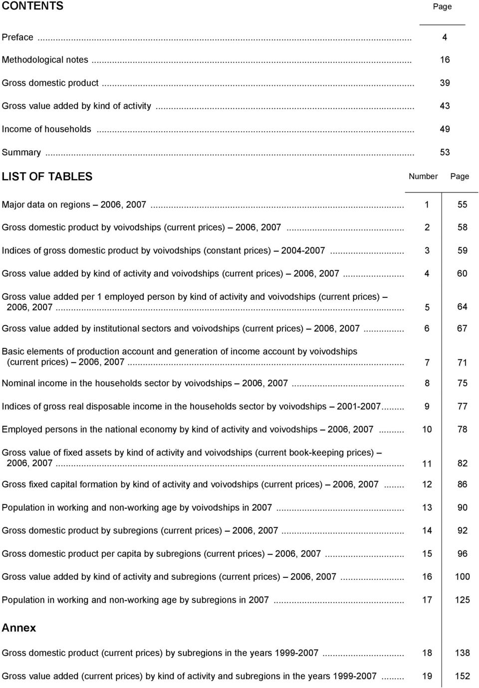 .. 2 58 Indices of gross domestic product by voivodships (constant prices) 2004-2007... 3 59 Gross value added by kind of activity and voivodships (current prices) 2006, 2007.