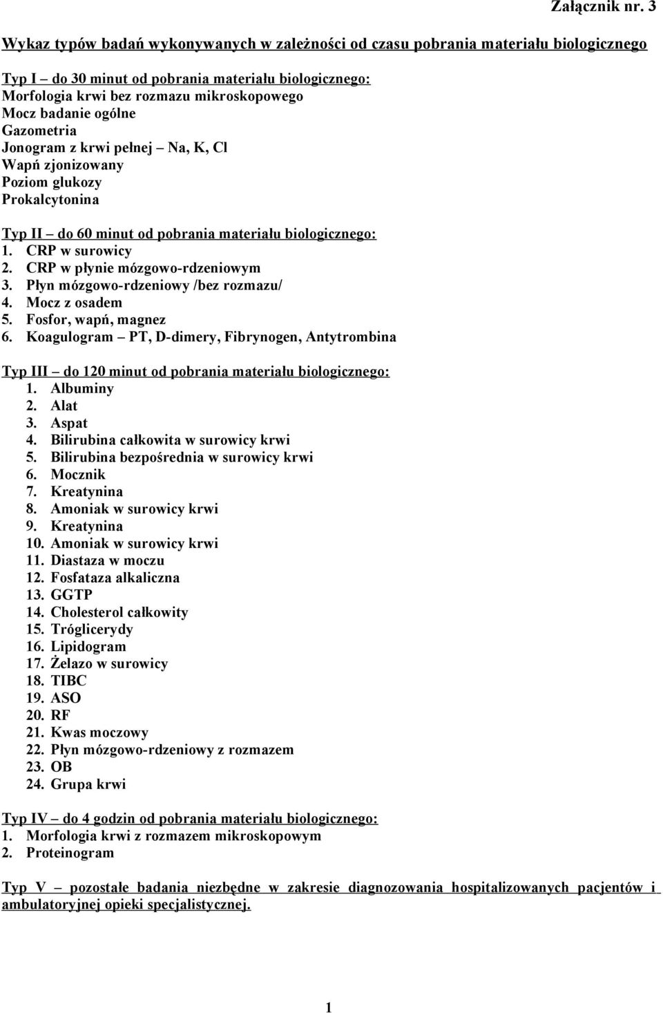 ogólne Gazometria Jonogram z krwi pełnej Na, K, Cl Wapń zjonizowany Poziom glukozy Prokalcytonina Typ II do 60 minut od pobrania materiału biologicznego: 1. CRP w surowicy 2.